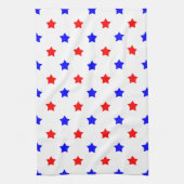 Moderne rode en blauwe sterrenprint theedoek (Verticaal)