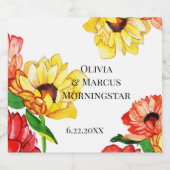 Moderne rode en gele Gerbera Daisies Bier Etiket (Enkel label)