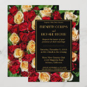 Moderne rode en gele rozen bruiloft kaart (Voorkant / Achterkant)