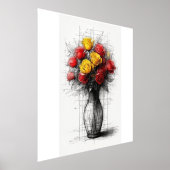 Moderne rode en gele rozen in een vaas folie afdrukken (Laagn)