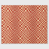 Moderne Rode en Gouden Checker Patroon Kerstmis Cadeaupapier (Vlak)