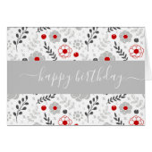  moderne rode en grijze bloemen - Kaart op zaterda (Voorkant Horizontaal)