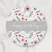  moderne rode en grijze bloemen van zaterdag bedankjes labels (Voorkant)