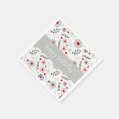  moderne rode en grijze bloemen van zaterdag servet (Hoek)