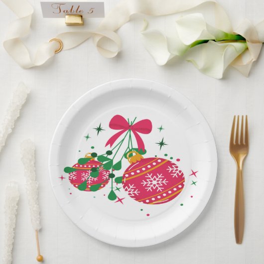 Moderne rode en groene feestelijke kerstversiering papieren bordje (Huwelijk)