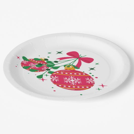 Moderne rode en groene feestelijke kerstversiering papieren bordje (Gekanteld)