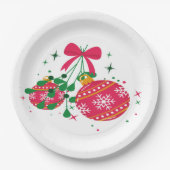 Moderne rode en groene feestelijke kerstversiering papieren bordje (Voorkant)