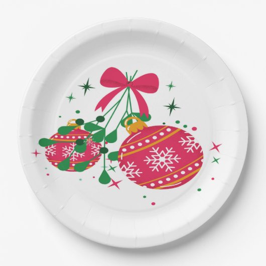 Moderne rode en groene feestelijke kerstversiering papieren bordje (Voorkant)