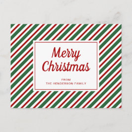 Moderne Rode En Groene Gestreepte Kerst Briefkaart