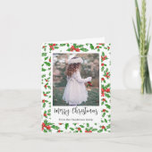 Moderne rode en groene Holly Merry kerstfoto Feestdagen Kaart (Voorkant)