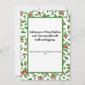 Moderne rode en groene Holly Merry kerstfoto Feestdagenkaart (Achterkant)