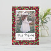 Moderne rode en groene Holly Merry kerstfoto Feestdagenkaart (Staand voorkant)