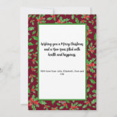 Moderne rode en groene Holly Merry kerstfoto Feestdagenkaart (Achterkant)