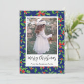 Moderne rode en groene Holly Merry kerstfoto Feestdagenkaart (Staand voorkant)