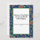 Moderne rode en groene Holly Merry kerstfoto Feestdagenkaart (Achterkant)