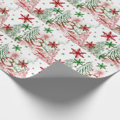 Moderne rode en groene kerstbomen sneeuwvlokken cadeaupapier (Hoek)