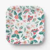 Moderne rode en groene kerstboom partij papieren bordje (Voorkant)