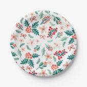 Moderne rode en groene kerstboom partij papieren bordje (Voorkant)