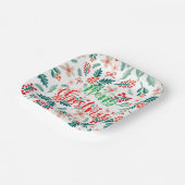 Moderne rode en groene kerstboom partij papieren bordje (Gebogen)