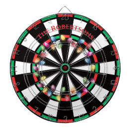 Moderne rode en groene kerstverlichtingsfamilienaa dartbord