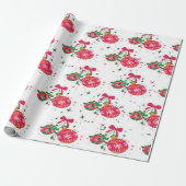 Moderne rode en groene kerstversieringen cadeaupapier (Uitgerold)