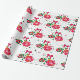 Moderne rode en groene kerstversieringen cadeaupapier