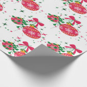 Moderne rode en groene kerstversieringen cadeaupapier (Hoek)