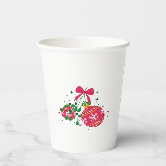 Moderne rode en groene kerstversieringen papieren bekers (Achterkant)