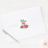 Moderne rode en groene kerstversieringen ronde sticker (Envelop)