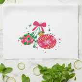 Moderne rode en groene kerstversieringen theedoek (Gevouwen)