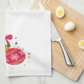 Moderne rode en groene kerstversieringen theedoek (Quarter Fold)