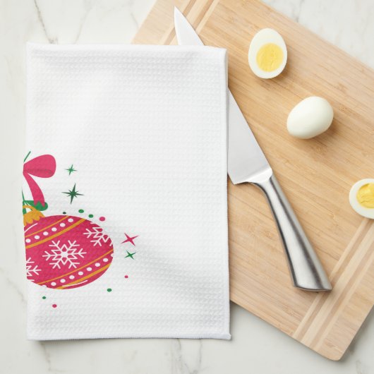 Moderne rode en groene kerstversieringen theedoek (Quarter Fold)