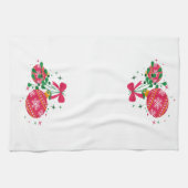 Moderne rode en groene kerstversieringen theedoek (Horizontaal)