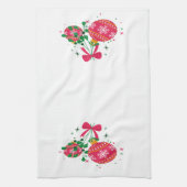 Moderne rode en groene kerstversieringen theedoek (Verticaal)