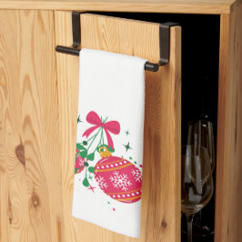 Moderne rode en groene kerstversieringen theedoek