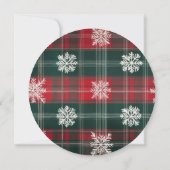 Moderne rode en groene plaid sneeuwvlokken feestdagenkaart (Achterkant)