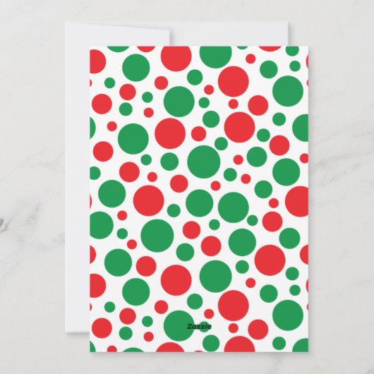 Moderne rode en groene Polka Dot Foto Feestdagenkaart (Achterkant)