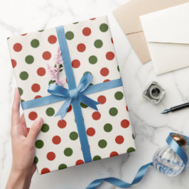 Moderne Rode en Groene Stippen Kerst Inpakpapier 