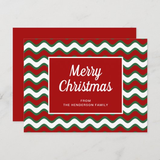 Moderne rode en groene strepen Kerstmis Briefkaart (Voorkant / Achterkant)