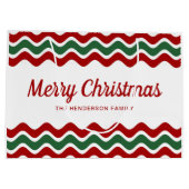 Moderne rode en groene strepen Kerstmis Groot Cadeauzakje (Achterkant)