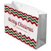 Moderne rode en groene strepen Kerstmis Groot Cadeauzakje (Achterkant Gekanteld)