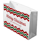 Moderne rode en groene strepen Kerstmis Groot Cadeauzakje (Voorkant Gekanteld)