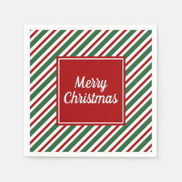 Moderne rode en groene strepen Kerstmis Servet