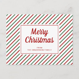 Moderne rode en groene strepen Prettig kerstfeest Briefkaart