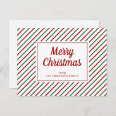 Moderne rode en groene strepen Vrolijk kerstfeest Briefkaart (Voorkant / Achterkant)