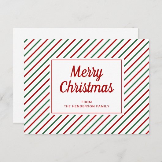 Moderne rode en groene strepen Vrolijk kerstfeest Briefkaart (Voorkant / Achterkant)