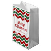 Moderne rode en groene strepen Vrolijk kerstfeest Klein Cadeauzakje (Voorkant Gekanteld)
