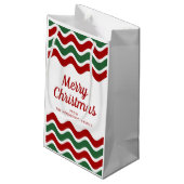 Moderne rode en groene strepen Vrolijk kerstfeest Klein Cadeauzakje (Achterkant Gekanteld)