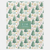 Moderne rode en groene waterverf kerstbomen fleece deken (Voorkant)