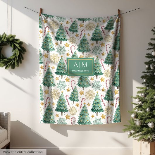 Moderne rode en groene waterverf kerstbomen fleece deken